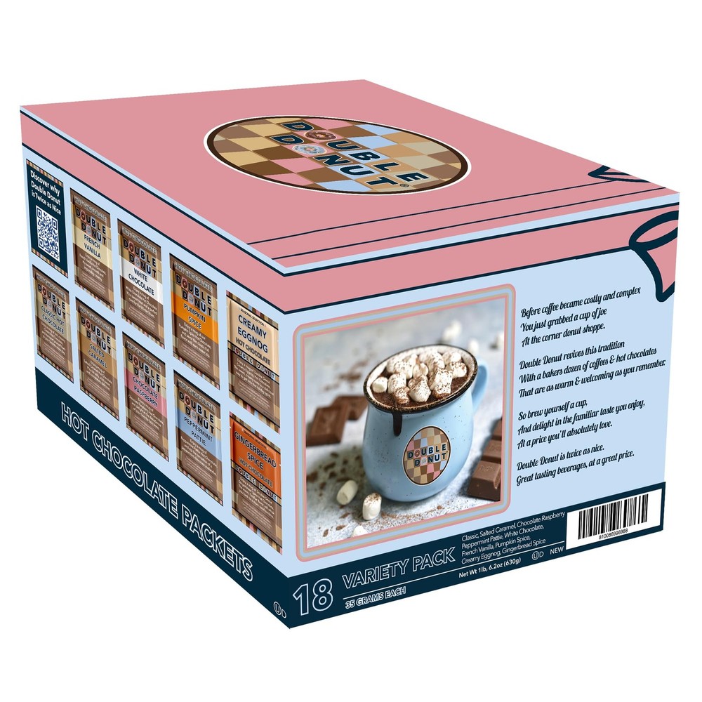 Flavored Hot Chocolate Packets Variety Pack,18 Count Includes Classic, Chocol...