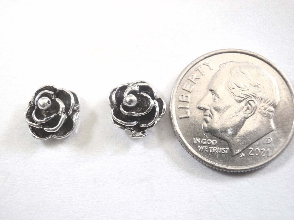Small Rose Flower 925 Sterling Silver Stud Earrings