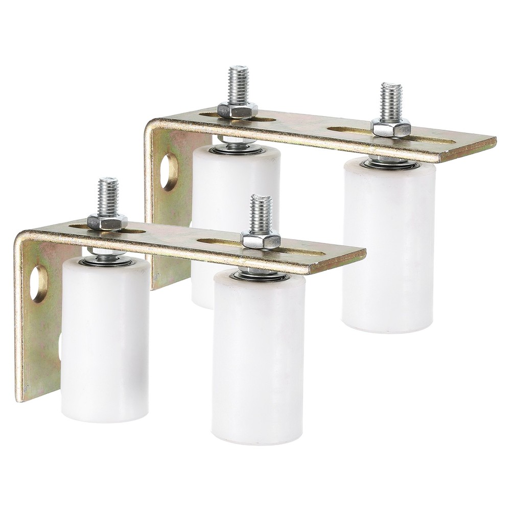 4Pcs Slide Gate Guide Roller 3" Nylon Gate Support Rollers with Bracket, White