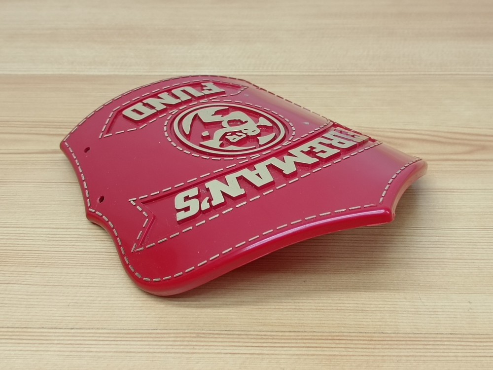 Vintage Fireman's Fund Plastic Helmet Shield Plaque