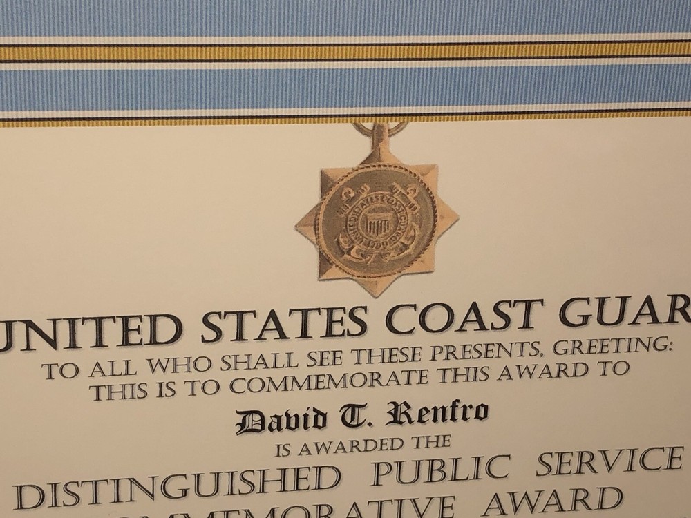 USCG DISTINGUISHED PUBLIC SERVICE COMMEMORATIVE AWARD CERTIFICATE Type-1