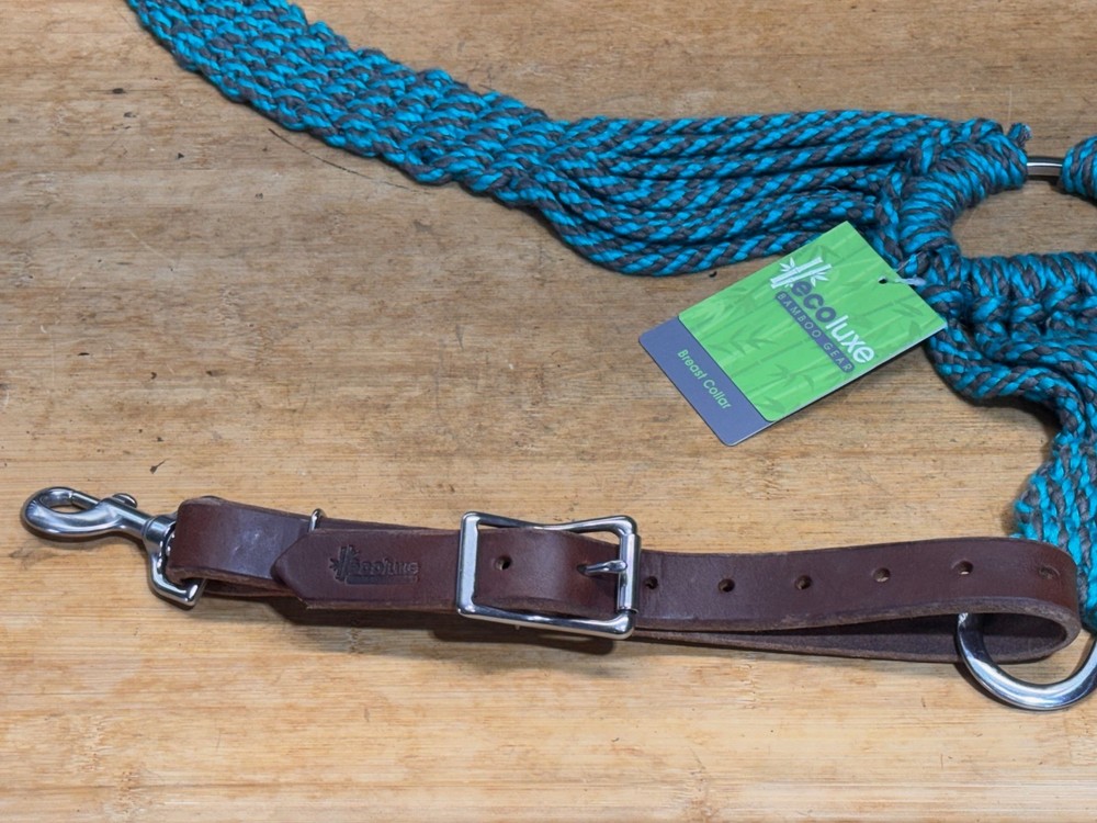 Weaver EcoLuxe Bamboo Western Pulling Breast Collar ~ Turquoise / Charcoal