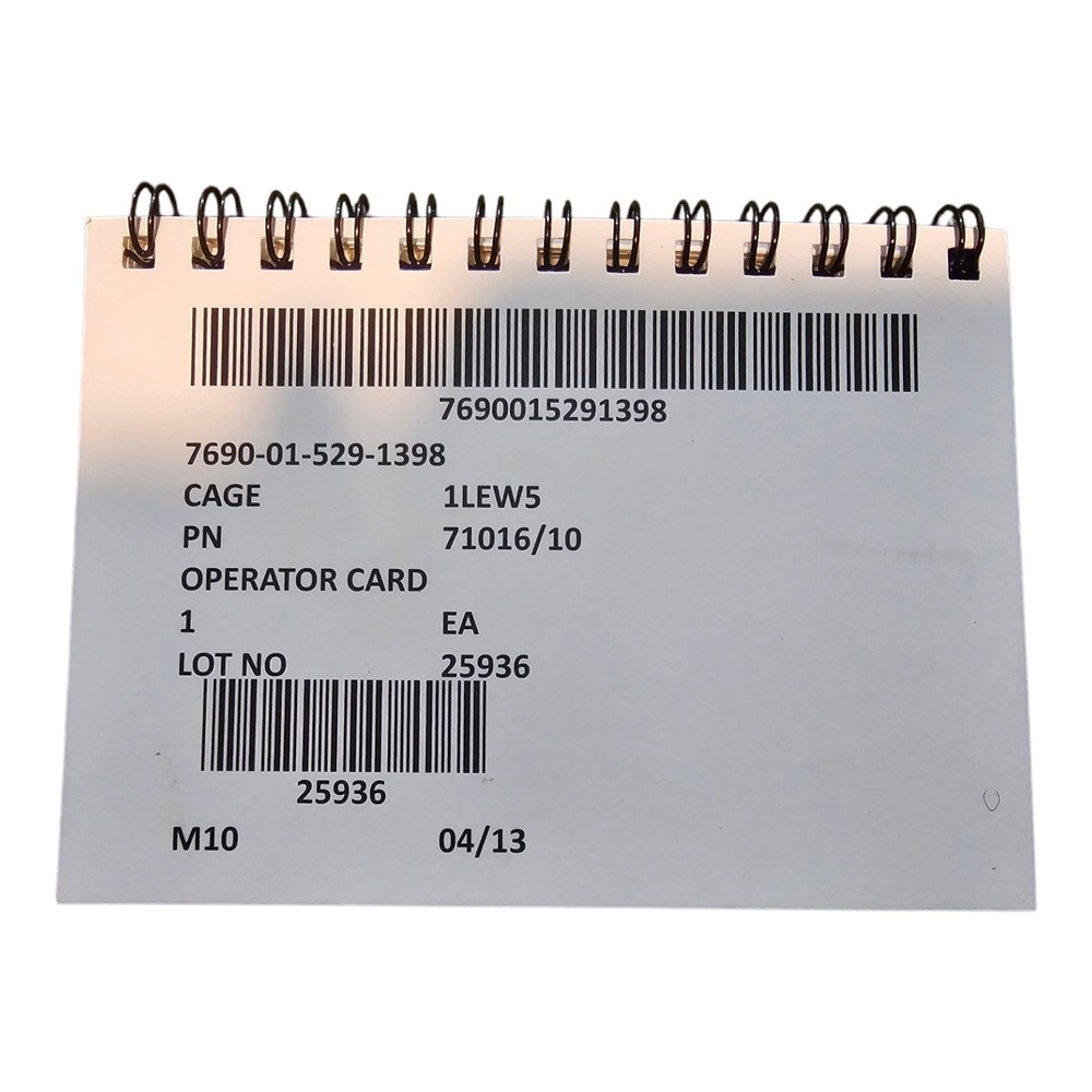 M50/M51 Gas Mask Operators Card.