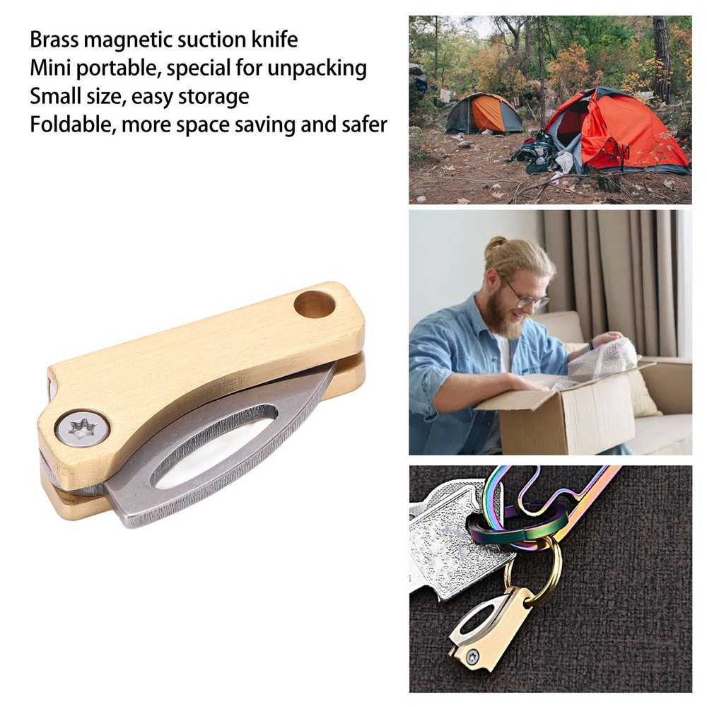 Brass Mini Knife Foldable Multifunction Keychain Tiny Knife For Package Openning