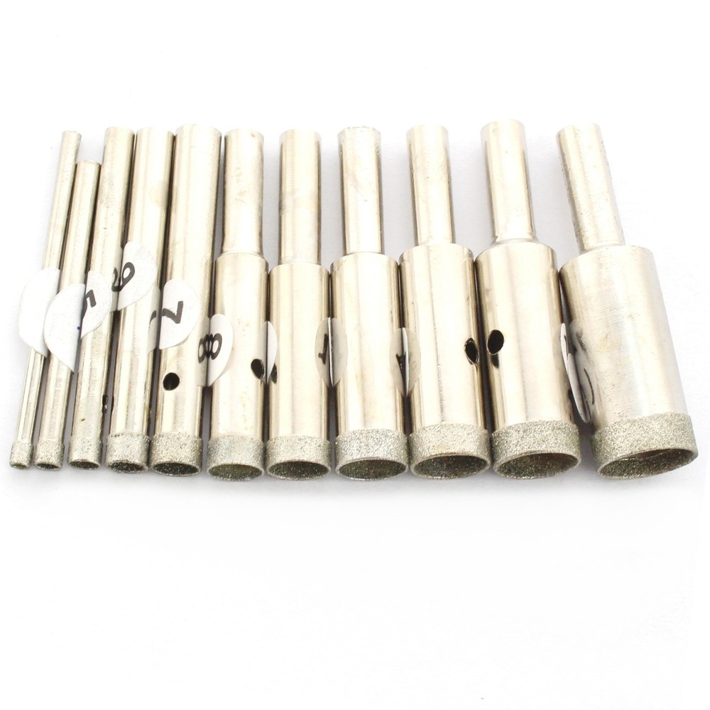 11Pcs 3-14mm Super-Thin Diamond Drill Bits Hole Saw Lapidary Tools for Gem Stone