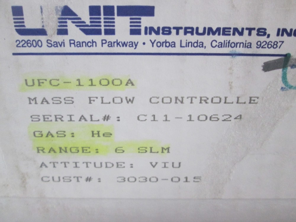 Unit, UFC-1100A, Mass Flow Controller, He, 6 SLM, New