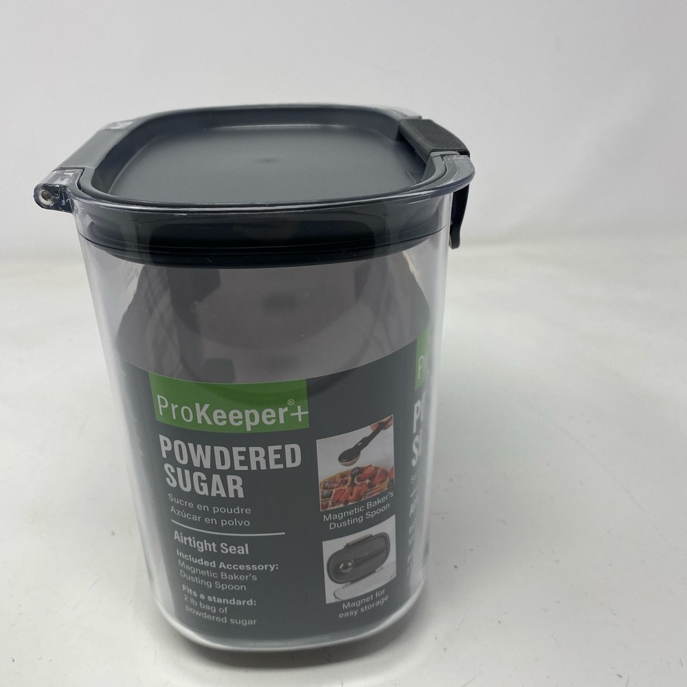Progressive ProKeeper+ Powdered Sugar Container, Clear/Gray, 2.05 Qt