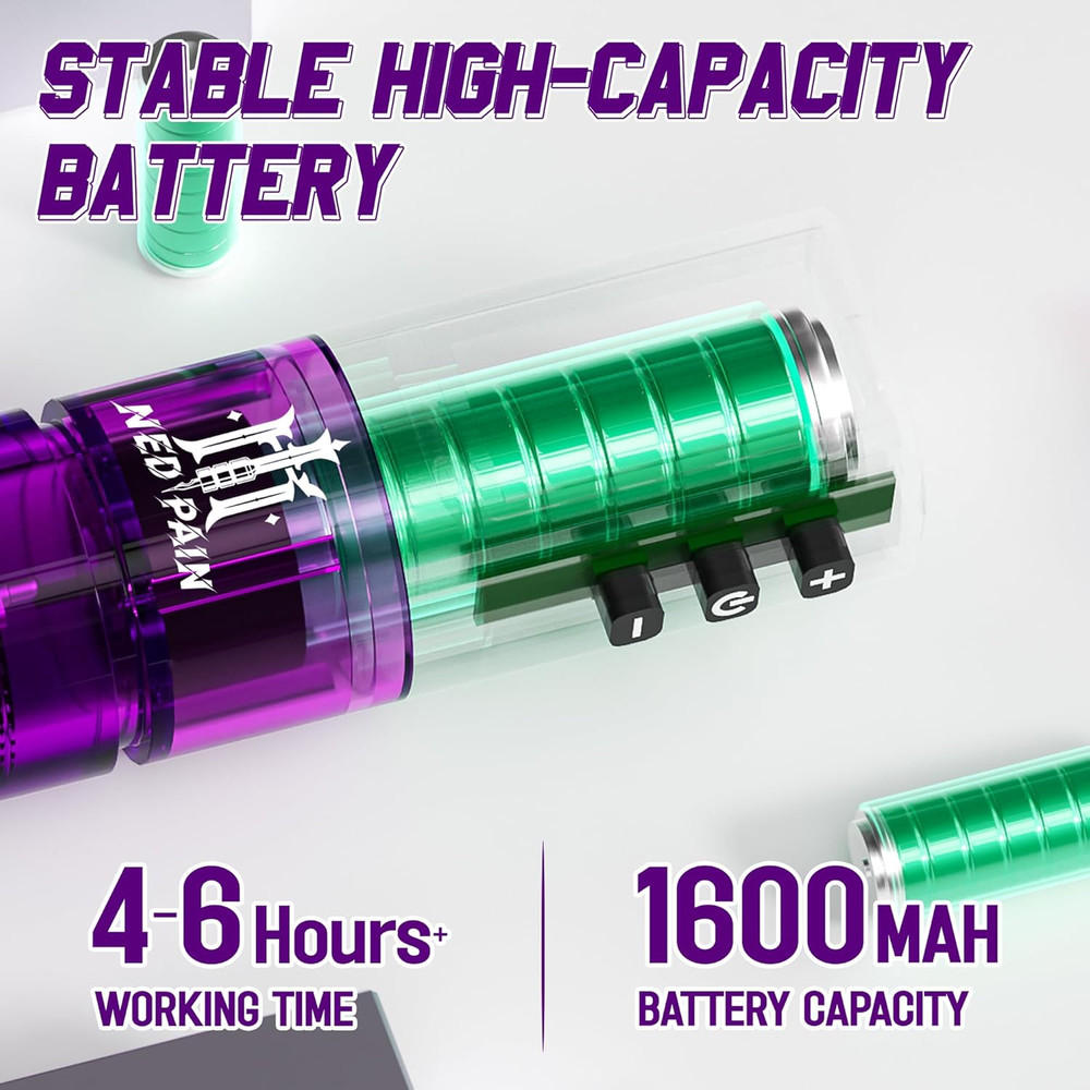 Wireless Adjustable Tattoo Machine Pen Set with Memory Function