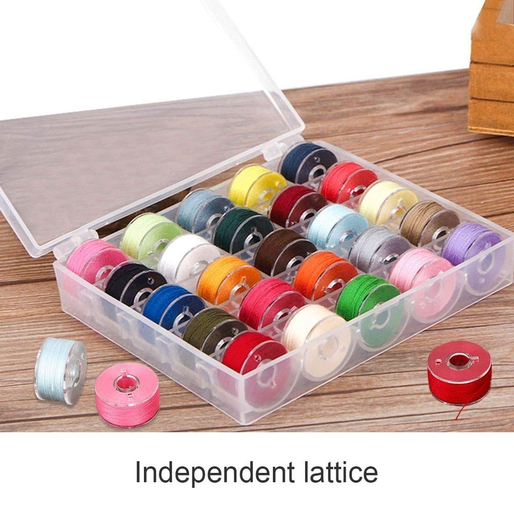 Sewing Machine Bobbin Box Organizer Plastic Case 25 Slots Clear Storage