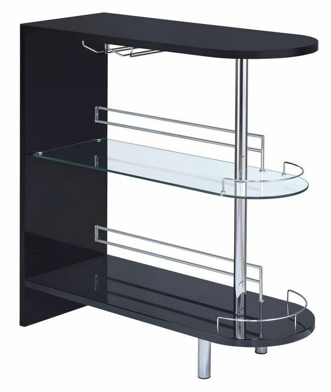 3-tier Bar Table Glossy Black and Clear