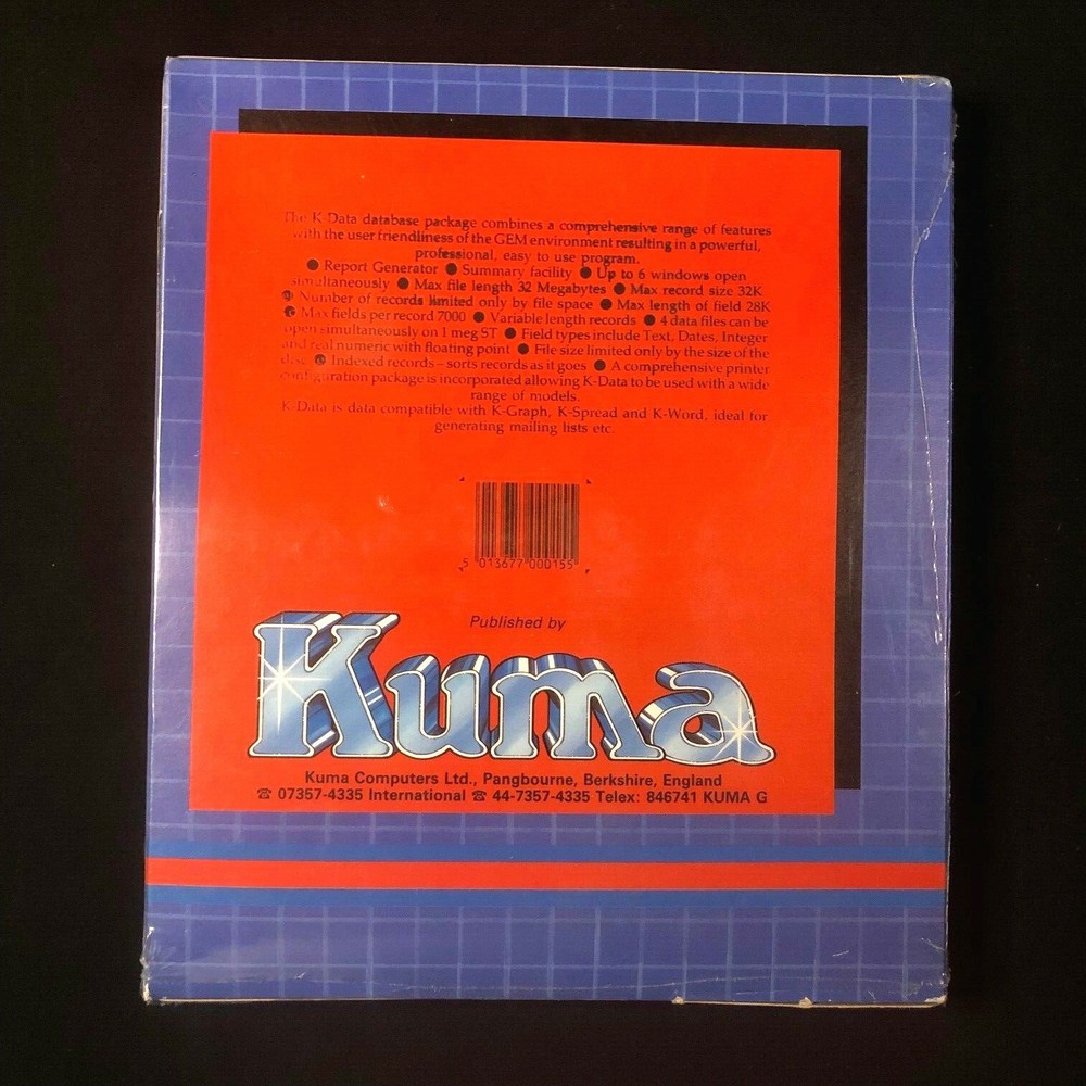 K-DATA ATARI ST GEM Database Software Vintage Kuma Computers Ltd. Package Sealed