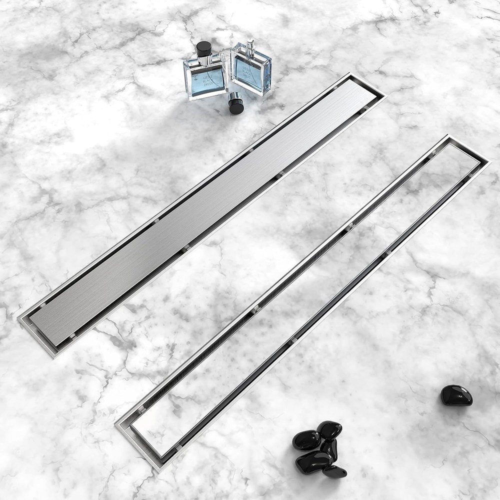 HTOH 36" Tile Insert Linear Shower Drain, 2-in-1 Brushed Nickel, 304 Stainless S