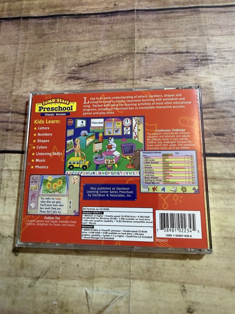 Jumpstart Advanced Preschool PC CD 2002 Vintage Boxed Version HTF W/ Insert Read
