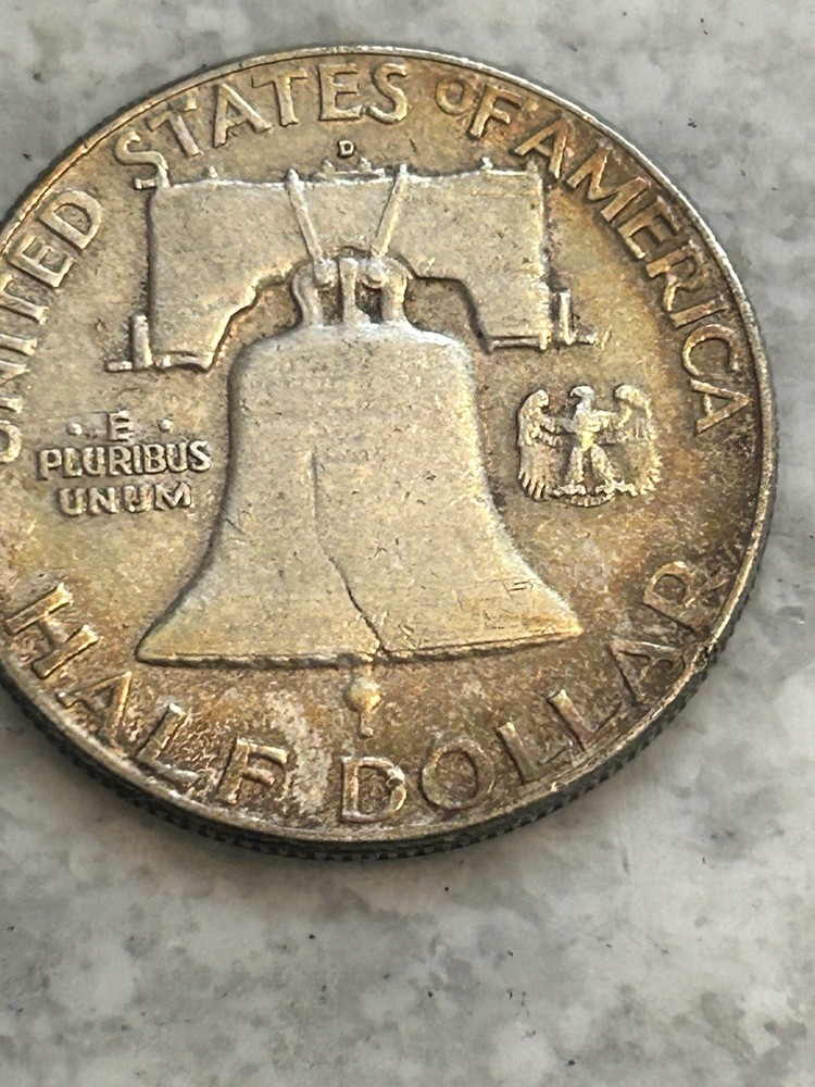 1961 d franklin half dollar Rainbow Toning