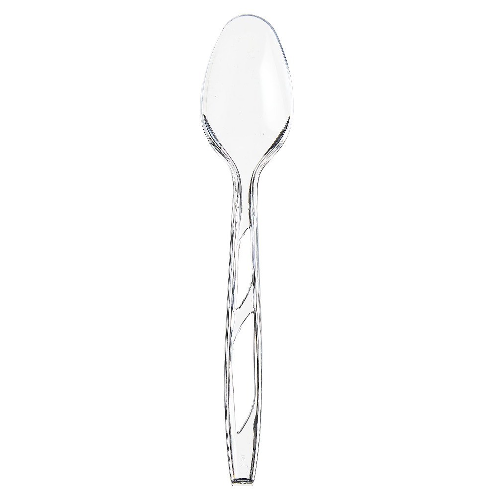 Plastic Everyday Clear Spoons, 200-Pack Bulk Disposable Spoons for Parties,