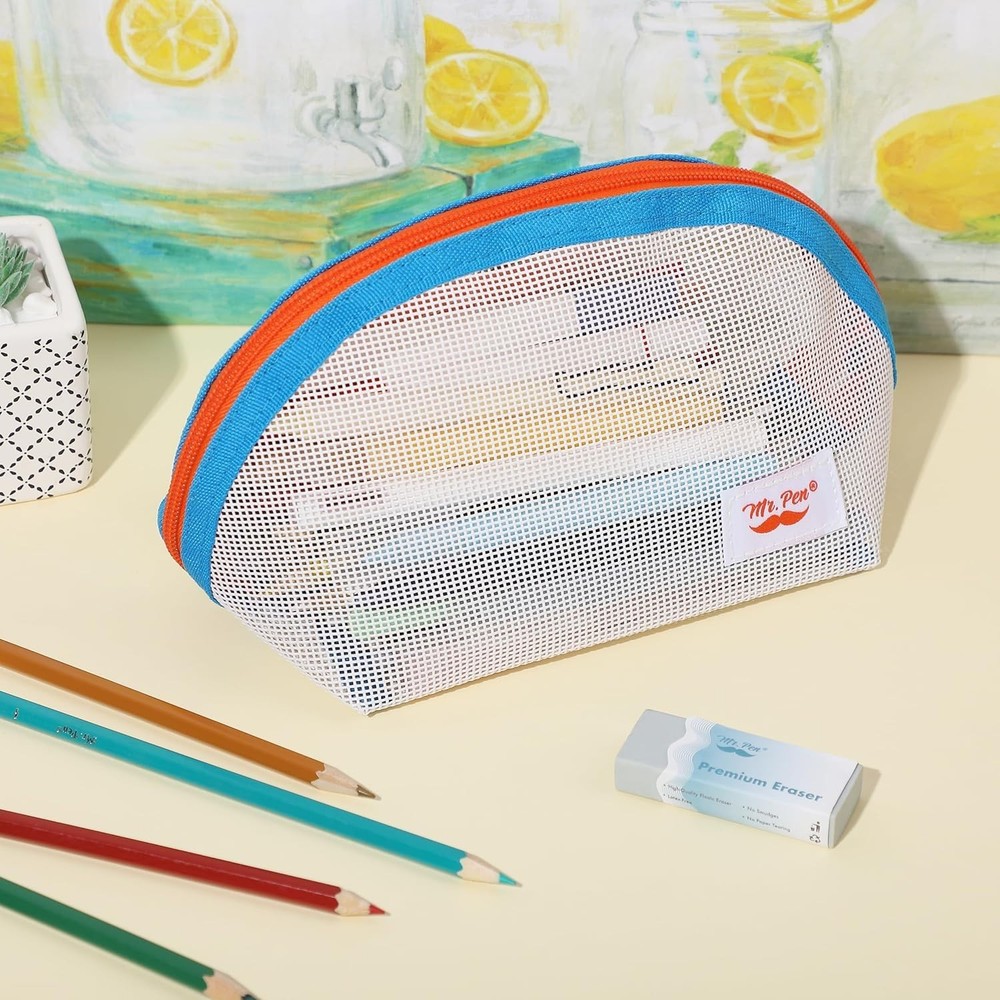 Stylish White Mesh Pencil Case for Effortless Organization - Ideal for Students