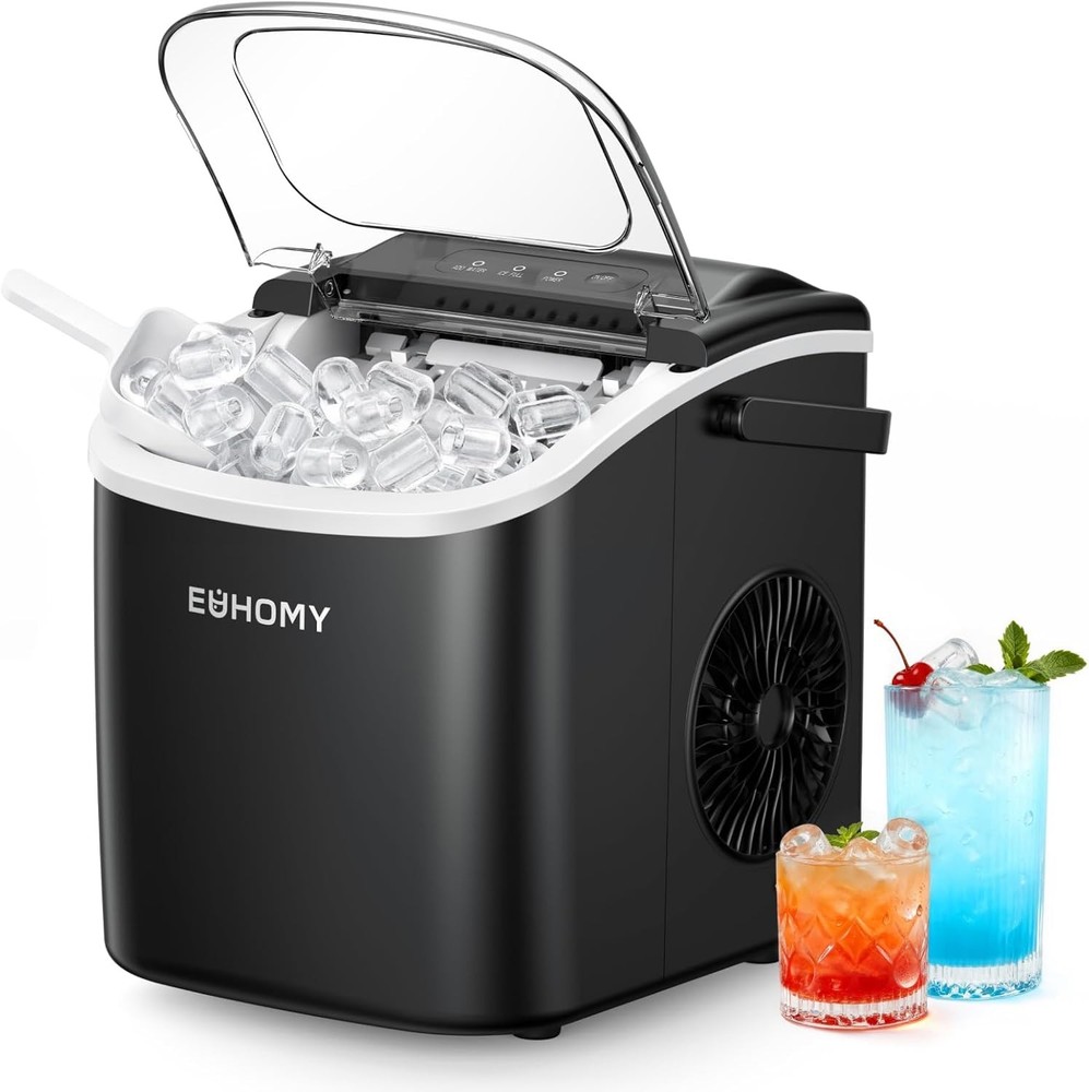 Countertop Ice Maker Machine W/ Handle 26lbs in 24Hrs 9 Ice Cubes Ready in 6