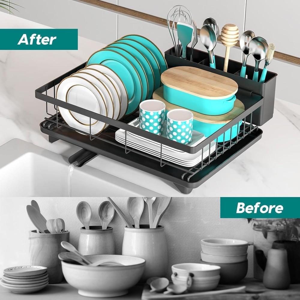 Dish Drying Rack Space-Saving Dish Racks Kitchen Counter Rustproof Drying Rack