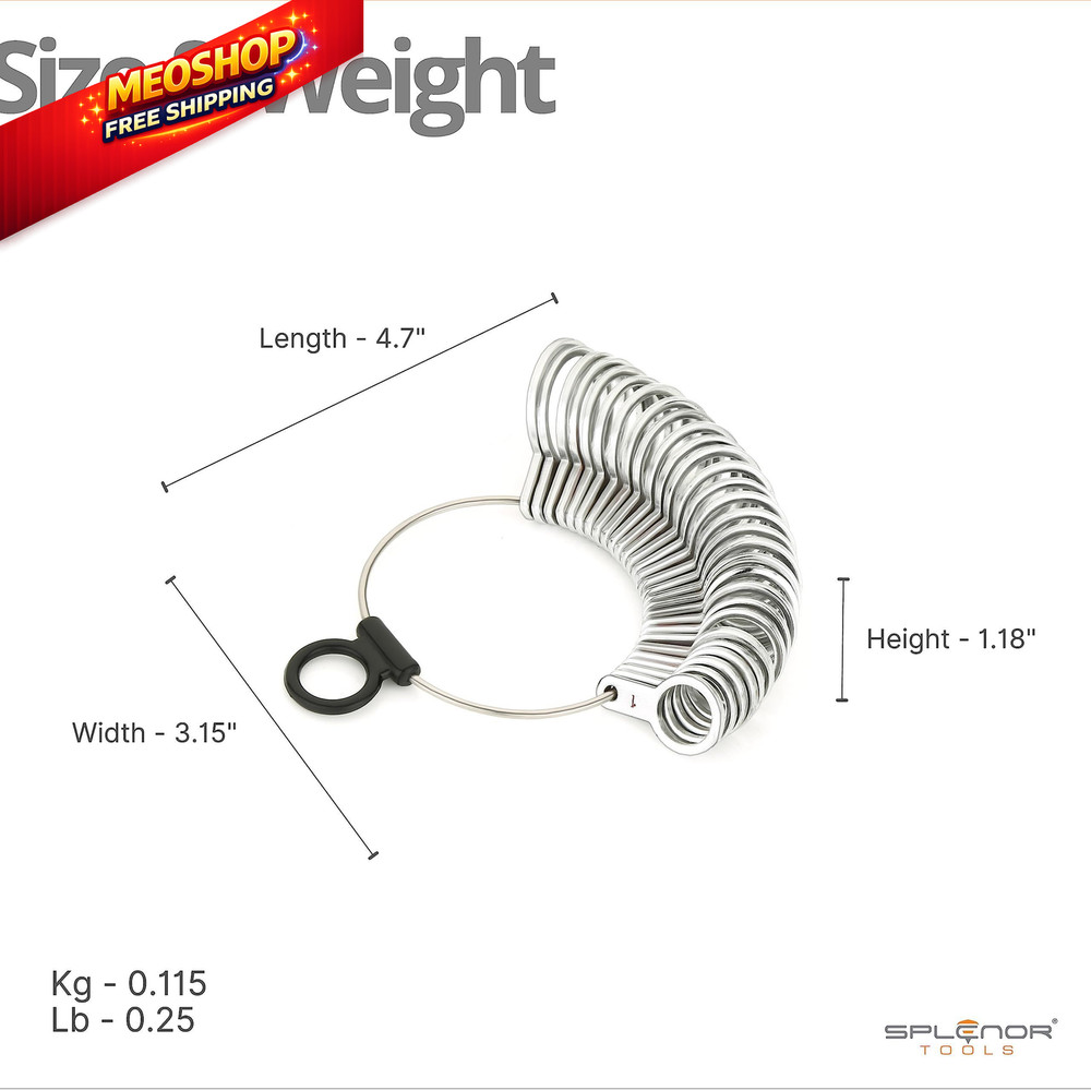 Splenor Tools Steel Finger Sizer - US Standard Size 1-15 Sizer,
