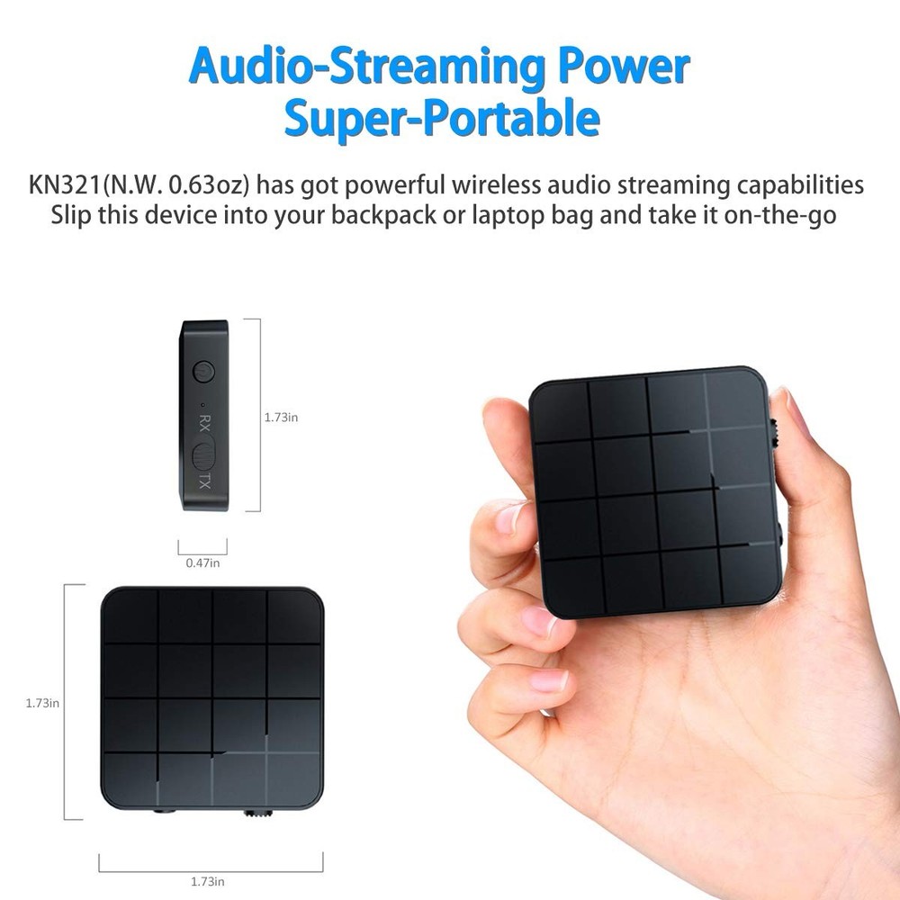 Bluetooth 5.0 Audio Transmitter Receiver Adapter, 2-in-1 Wireless 3.5mm aptX ...