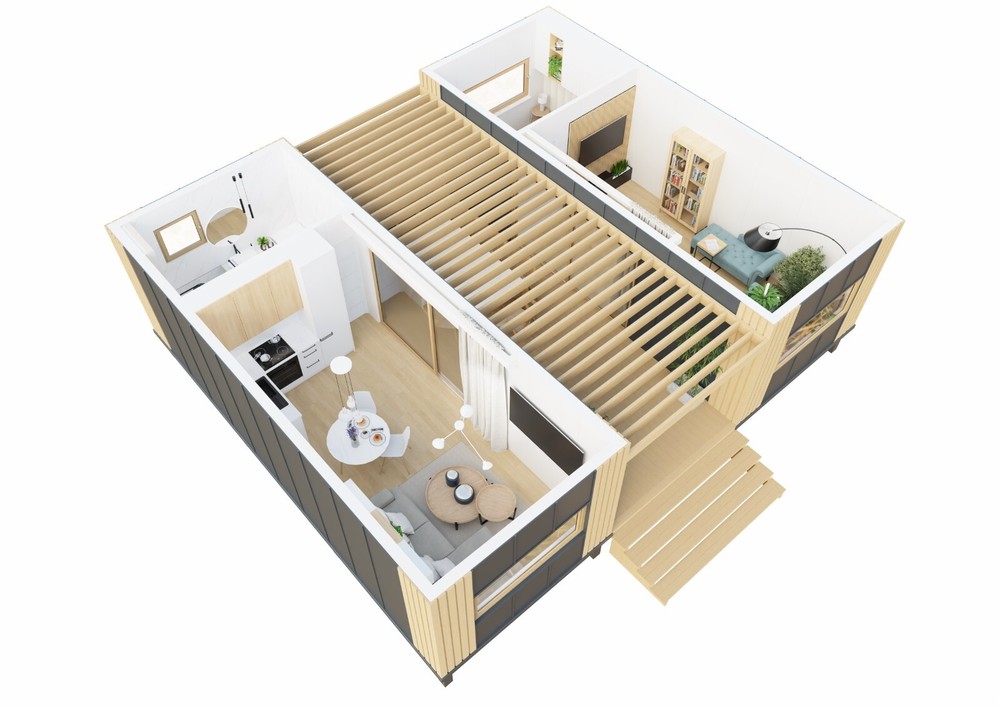 Tiny house, mobile holiday home with equipment