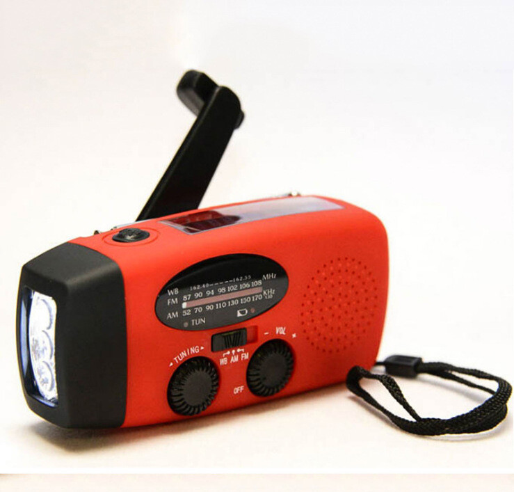 Solar Hand Crank USB Charging Radio with LED Flashlight for Emergency