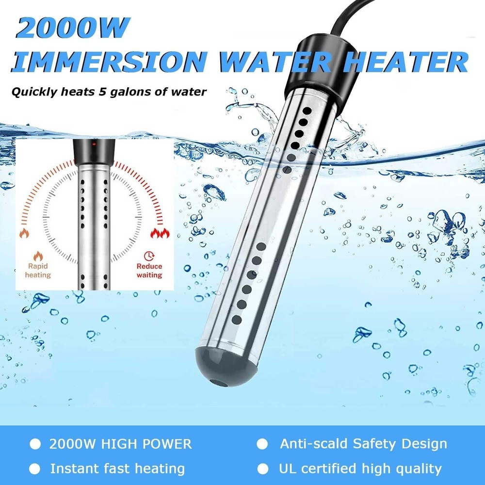 Pool Water Heater above Ground, 2000W Portable Thermostat Auto Shutoff Pool Heat
