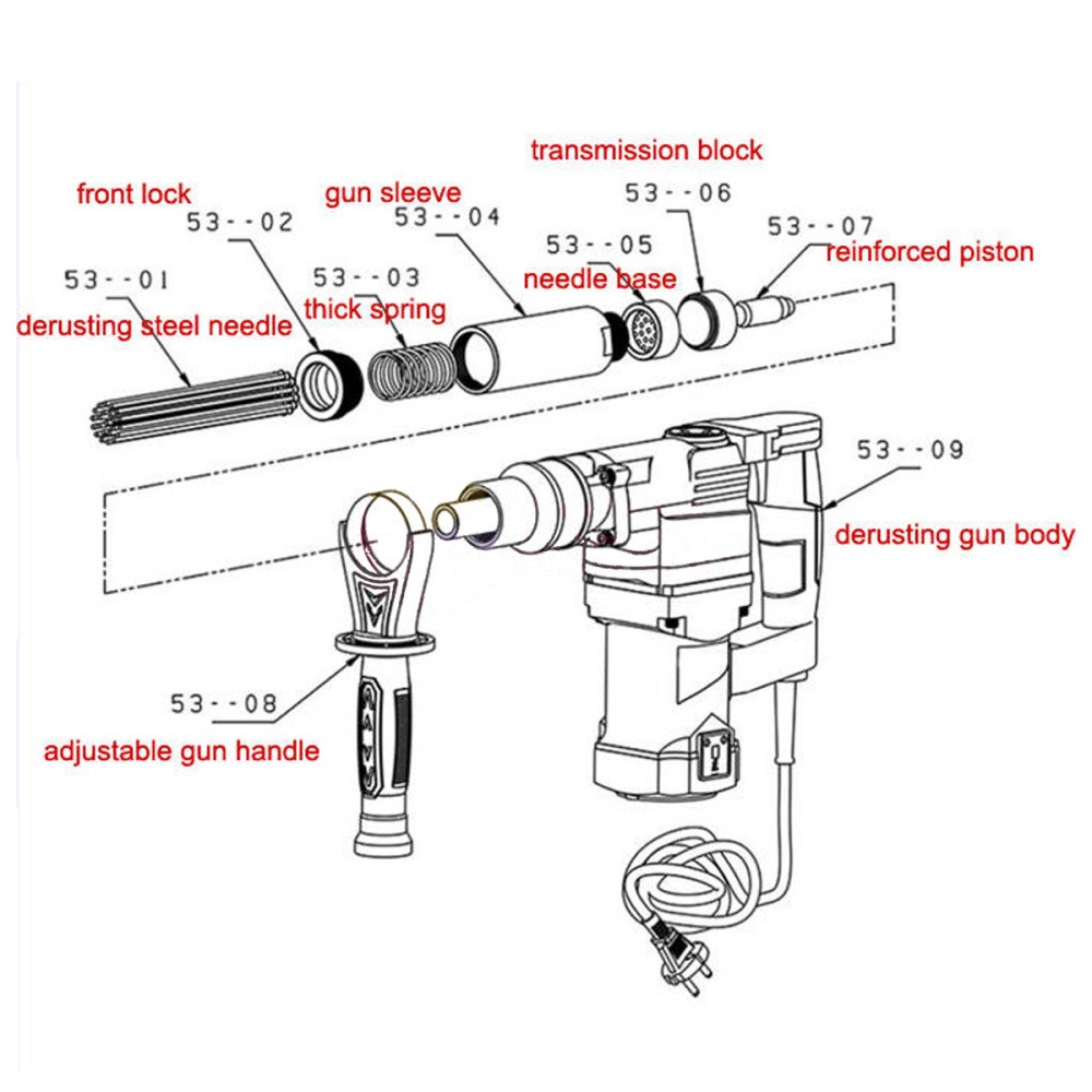Electric Needle Derusting Gun Rust Removal Needle Scaler Jet Chisel 110V US plug