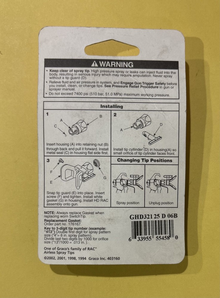 The Graco GHD321 HD RAC SwitchTip