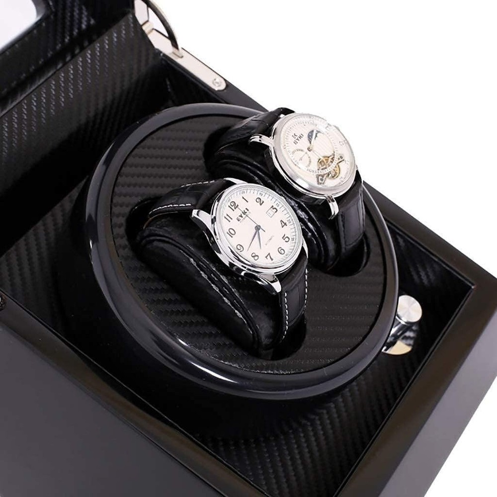 Watch Winders Automatic Mechanical Black Carbon Fiber Double Automatic