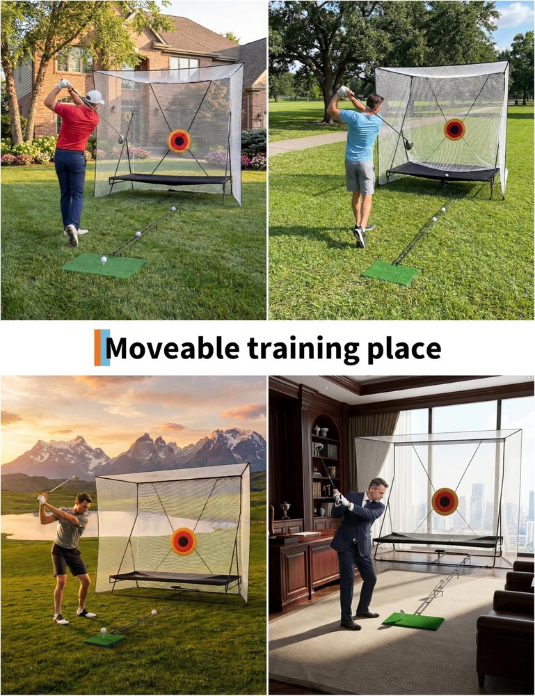 10x8ft Golf Practice Net Hitting Nets with Target & Ball Return & Ball Blanket