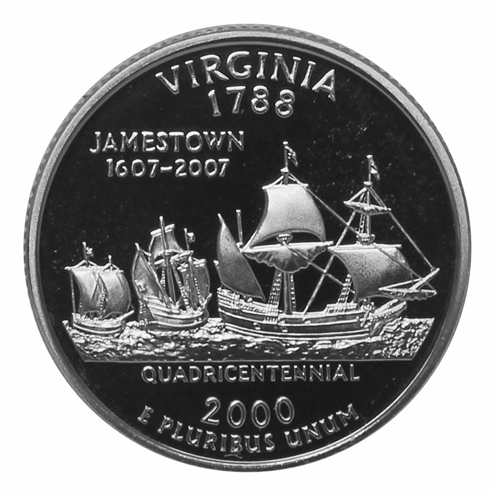 2000 S State Quarter Virginia Gem Deep Cameo Proof 90% Silver