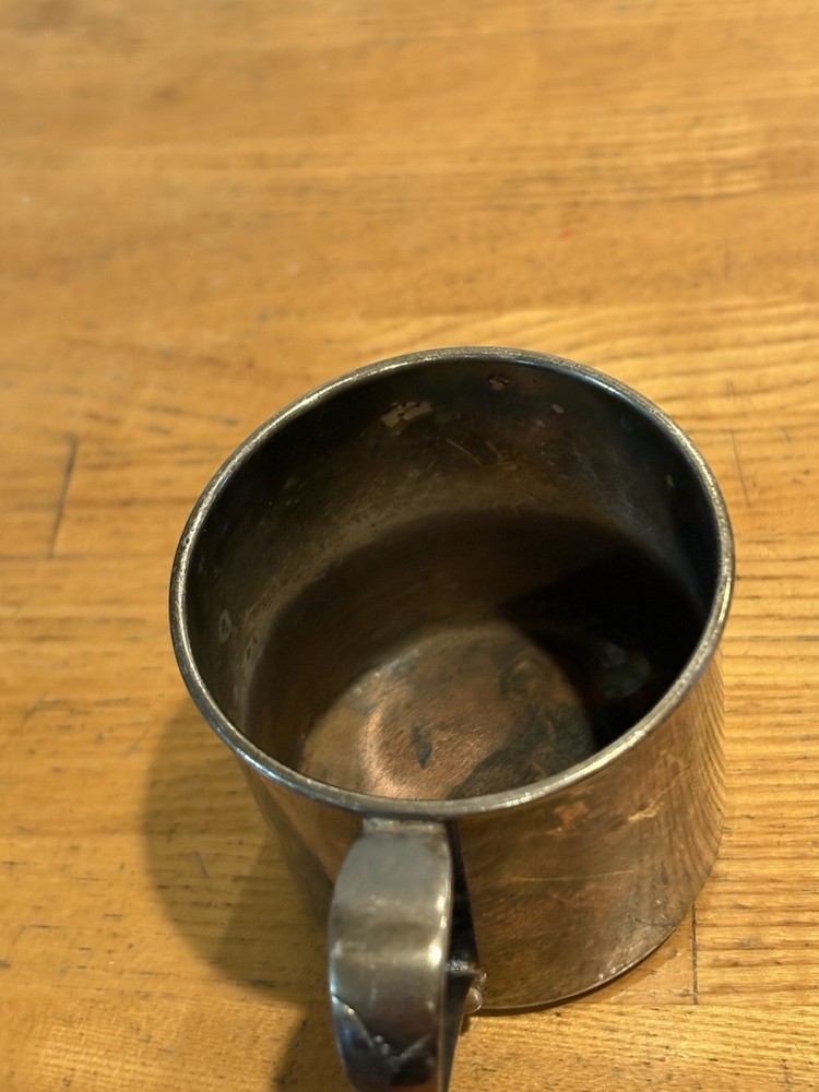 Vintage Silver Plated Child’s Cup. One Ornate Handle.