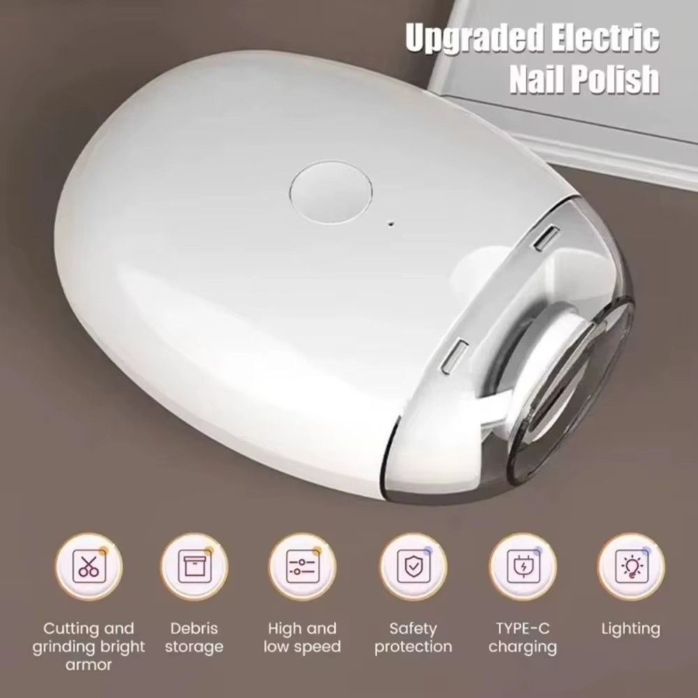 Electric Nail Grinder Automatic LED Light Trimmer Toe Cutter