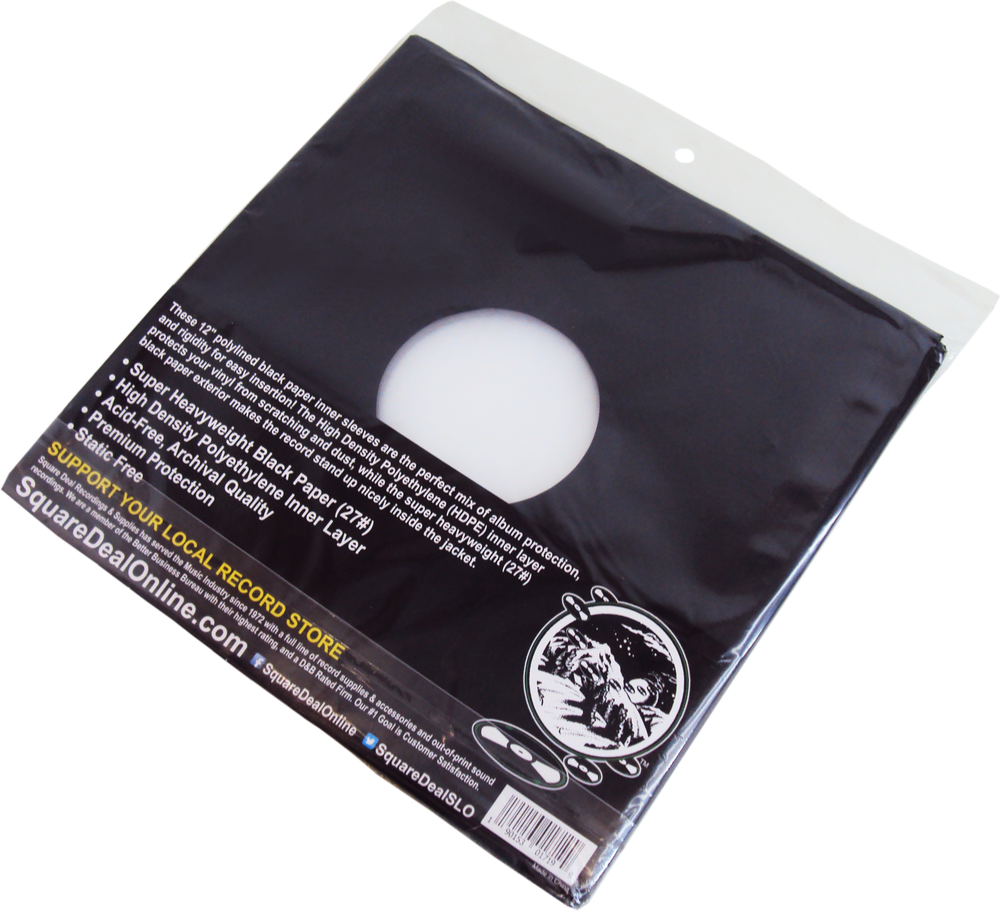 (25) 12" Black Polylined Record Inner Sleeves COLORED Paper Plastic ARCHIVAL