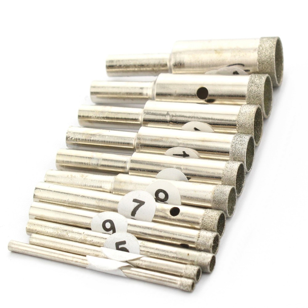 11Pcs 3-14mm Super-Thin Diamond Drill Bits Hole Saw Lapidary Tools for Gem Stone