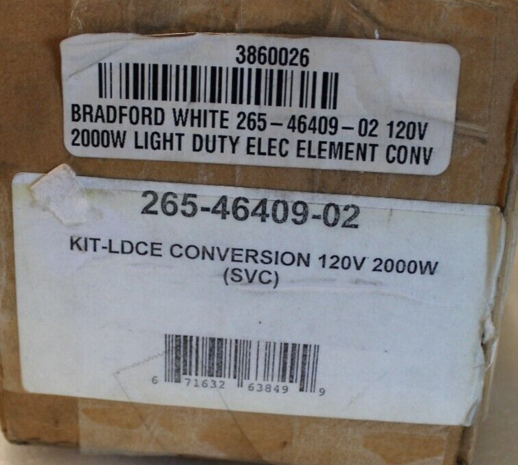 Bradford White 265-46409-02 - 2KW 120 Volt, 1 Element Light Duty Conversion Kit