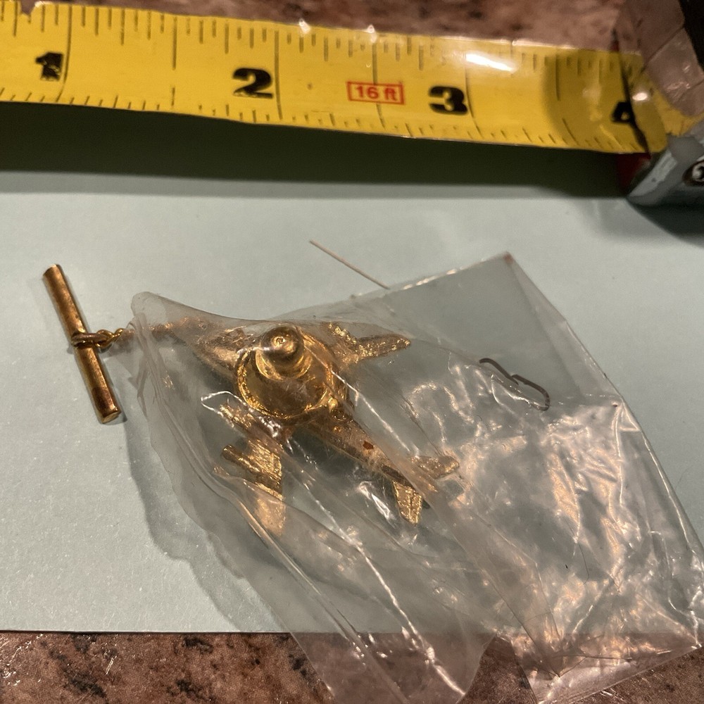 Gold Tone Jet Airplane Lapel Pin