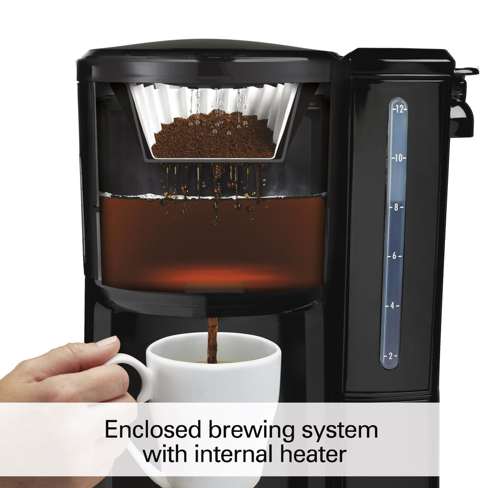 BrewStation 12- Cup Programmable Black Drip Coffee Maker with Removable Water