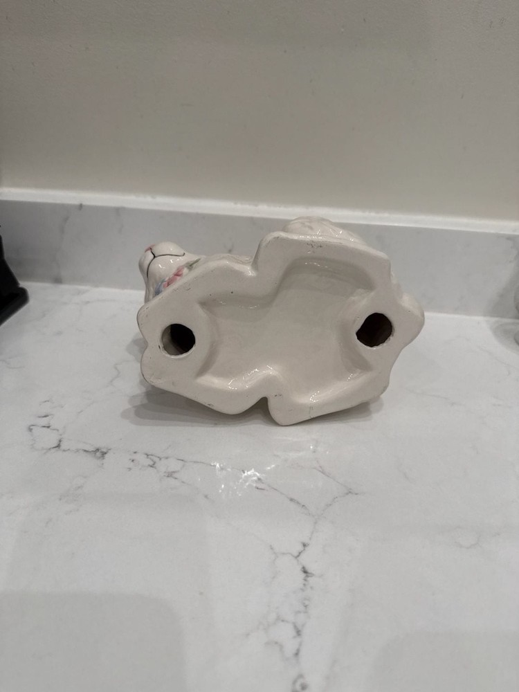 Vintage White Ceramic Floral Easter Bunny