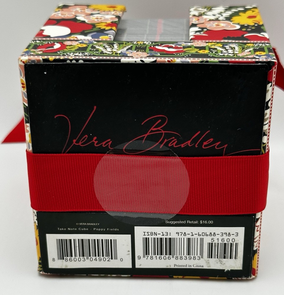 Vera Bradley NWT NIB Take Note Cube Note Paper & Ball Point Pen Poppy Fields