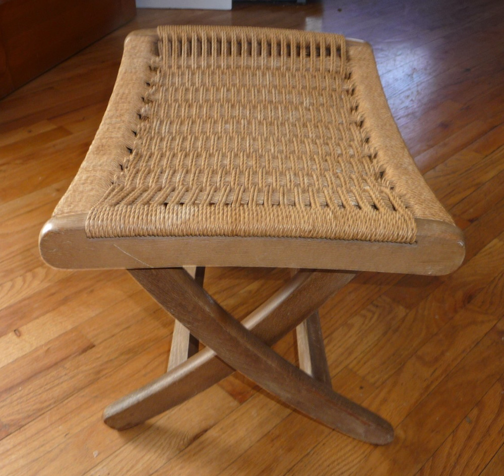 VINTAGE HANS WEGNER MCM DESIGN ROPE STOOL