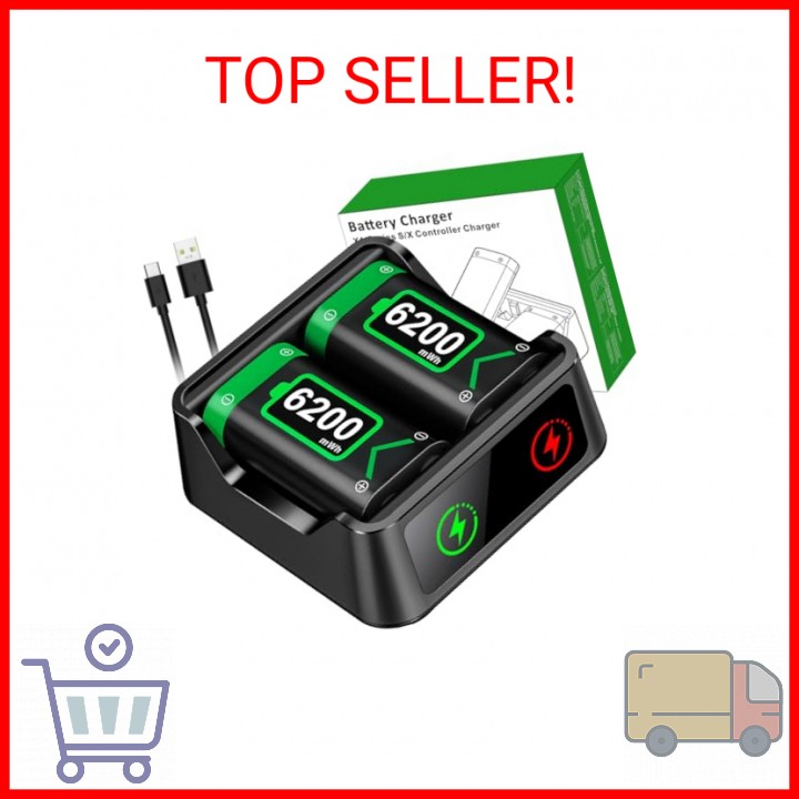 DINOSTRIKE 2X 6200mWh Battery Pack Compatible with Xbox Controller Fast Charging