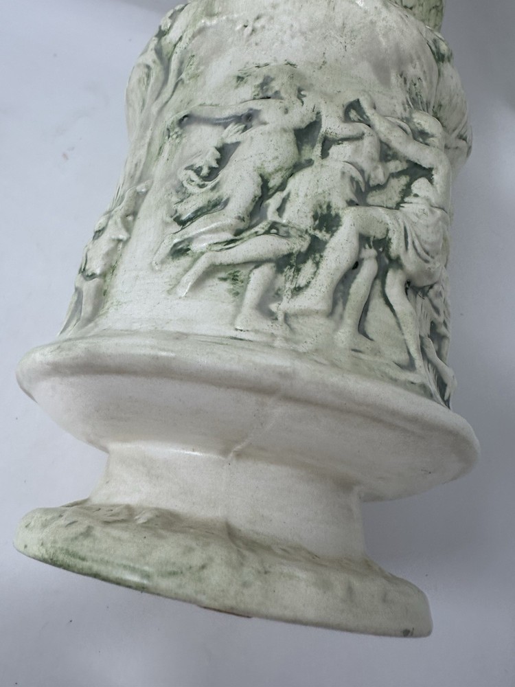 Vintage Ceramic Pitcher Raised Figures & Grape Vines Artist Signed & Dated 1971