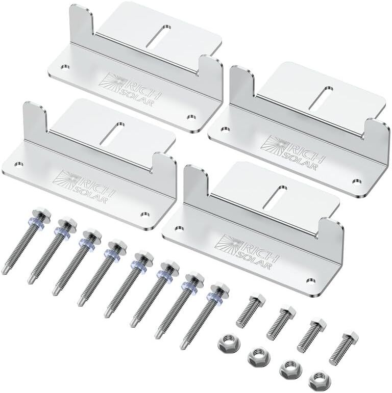 RICH SOLAR 4 x 4 Pcs Solar Panel Z bracket Mounting Mount RV Flat Roof Wall