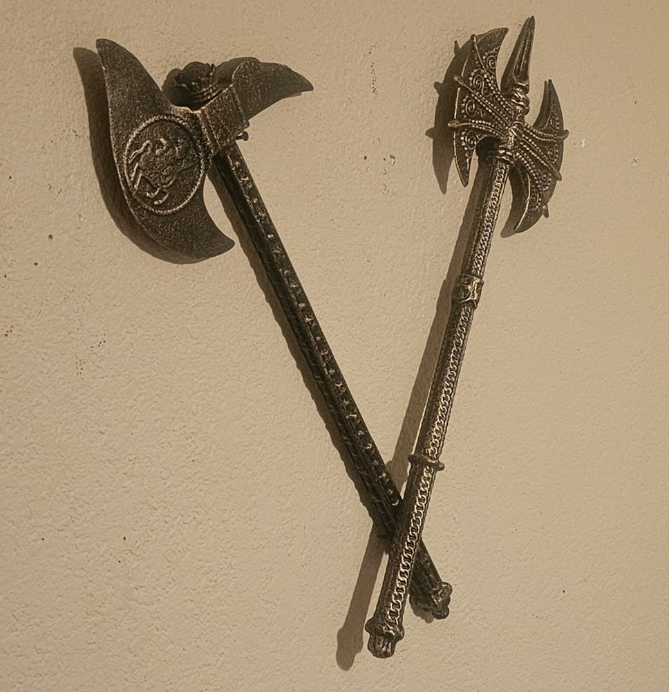 Two Medieval Cast Iron Battle Axes