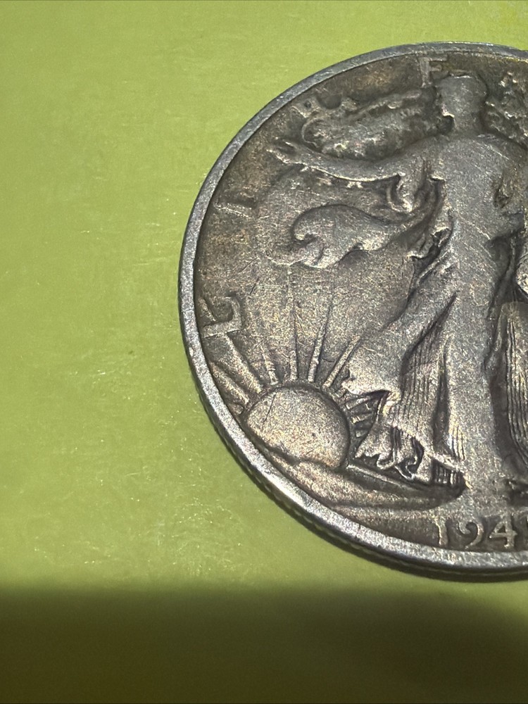 1945 D WALKING LIBERTY Half Dollar - Error Coin , Rear Partial Blockage