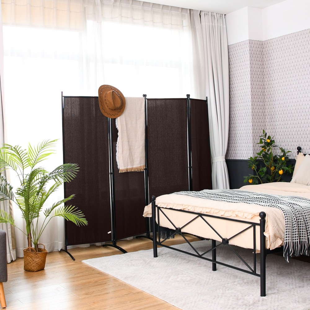 5.6ft Tall Folding Room Divider Freestanding 4-Panel Privacy Screen Brown