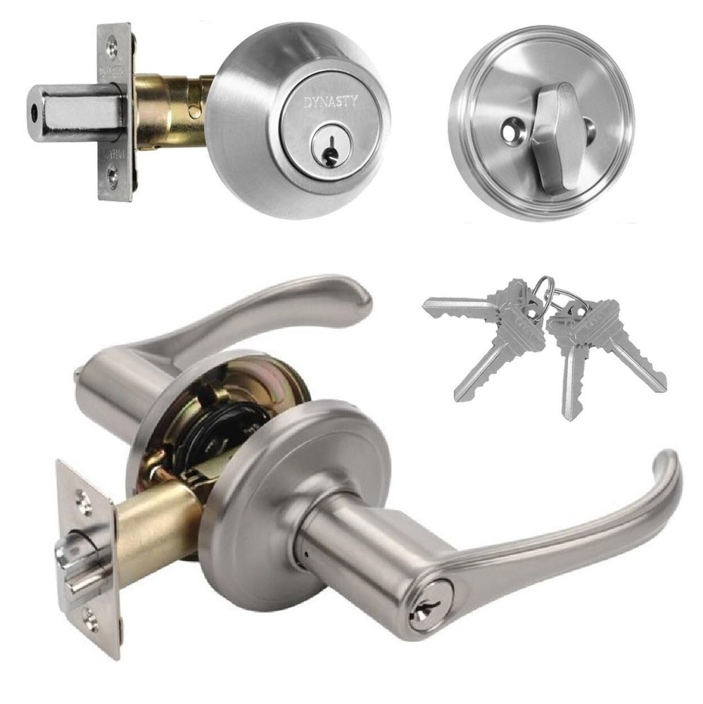 Dynasty Front Door Entry Keyed Lever Single Cylinder Deadbolt Same Key Combo Set