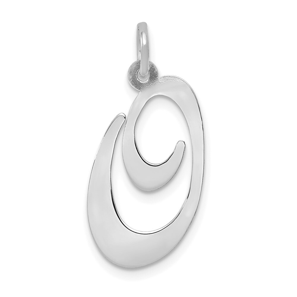 14K White Gold Large Fancy Script Initial O Charm